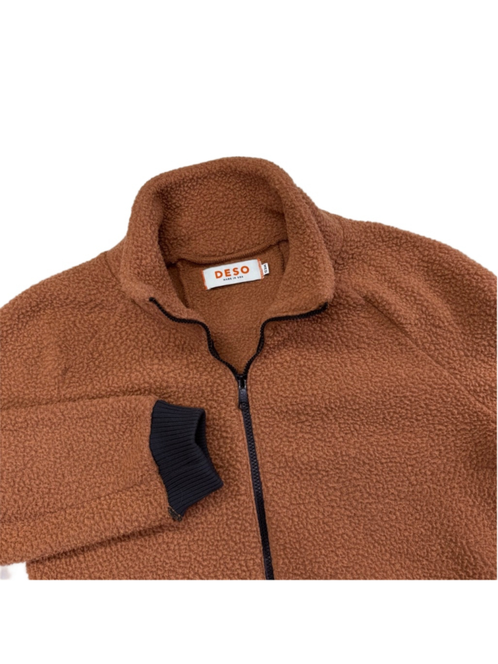 Women's Deso Orange Rust Fleece QuarterZip Sweater Medium Made in USA California